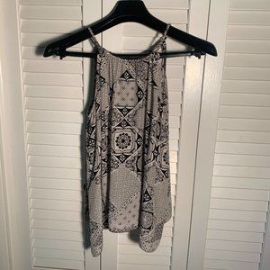 Joie Silk Black White Bandana Print Halter Top